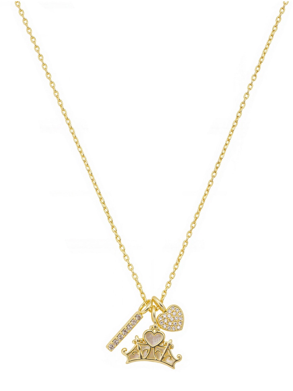 Disney Jewelry | Princess Tiara Gold-Plated Charm Pendant Necklace